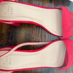A New Day Vibrant Red Open-Toe Heels